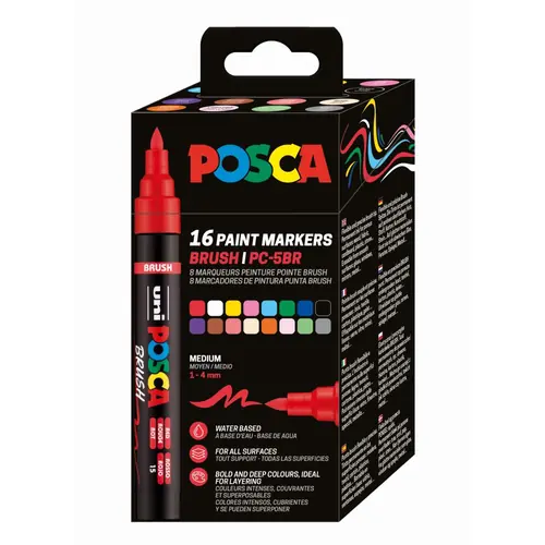 Marker Uni gift set Posca pc-5br all colors brush plastic free 16/1 302422410-0