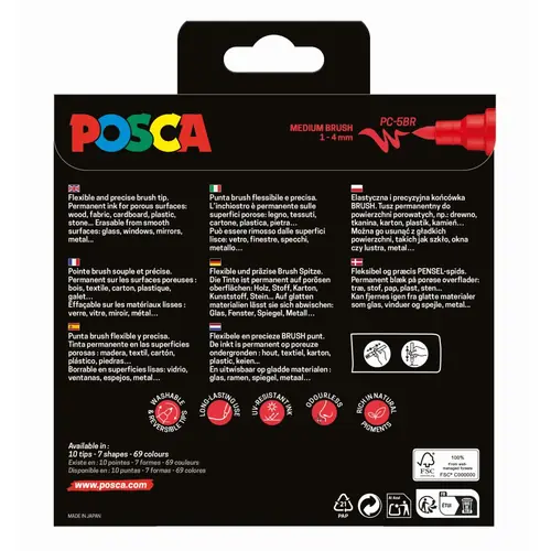Uni pak marker Posca pc-5br brush osnovne boje 8/1 plastic free pakiranje-1