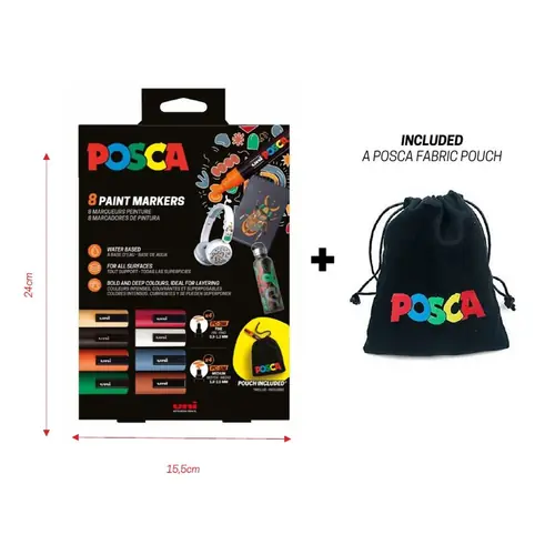 Marker Uni gift set Posca pc-5m (poklon Posca platnena vrećica) POUCH 8-02 8/1 302422411-3