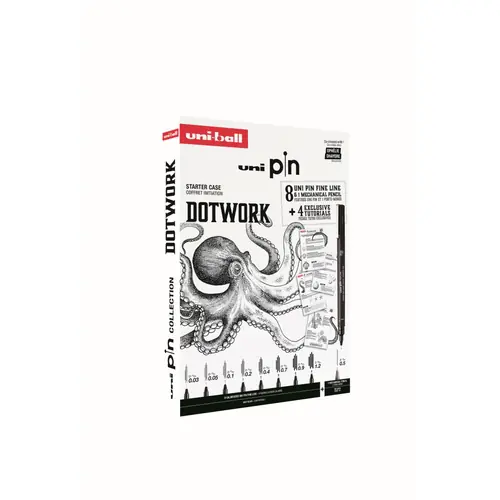 Marker Uni pin gift set Dotwork with tutorial + mechanical pencil M5-228 0.5 mm in box 8/1 302422384-1