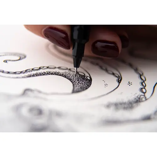 Marker Uni pin gift set Dotwork with tutorial + mechanical pencil M5-228 0.5 mm in box 8/1 302422384-6