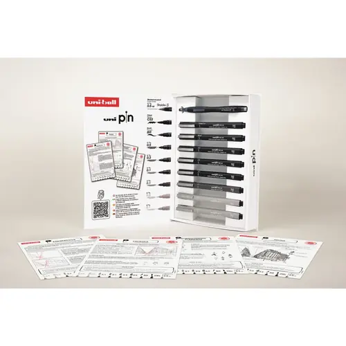 Marker Uni pin gift set Urban Sketching with tutorial + mechanical pencil M5-228 0.5 mm in box 8/1 302422228-1