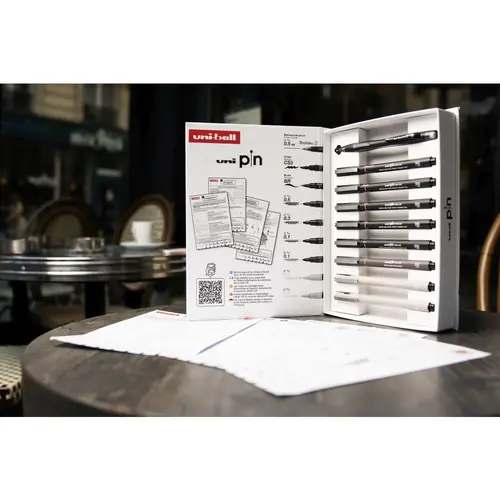 Marker Uni pin gift set Urban Sketching with tutorial + mechanical pencil M5-228 0.5 mm in box 8/1 302422228-5