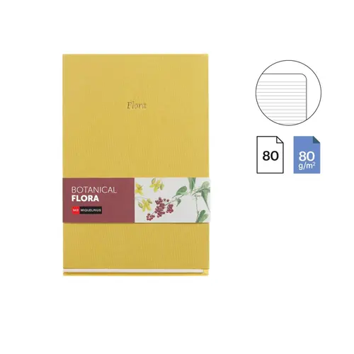 Notes Miquelrius A5 Botanical Flora Mustard tkanina 80L 80g/m2 crte MR8318-1