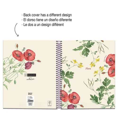 Notebook Miquelrius A5 Botanical Flora Papaver 100L 70g/m2 squared MR4423-1