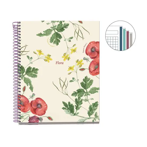 Notebook Miquelrius A5 Botanical Flora Papaver 100L 70g/m2 squared MR4423-2