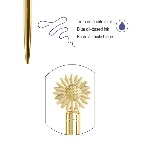 Ballpoint pen Miquelrius Golden Jazmine metal blue ink Daisy MR12049-3