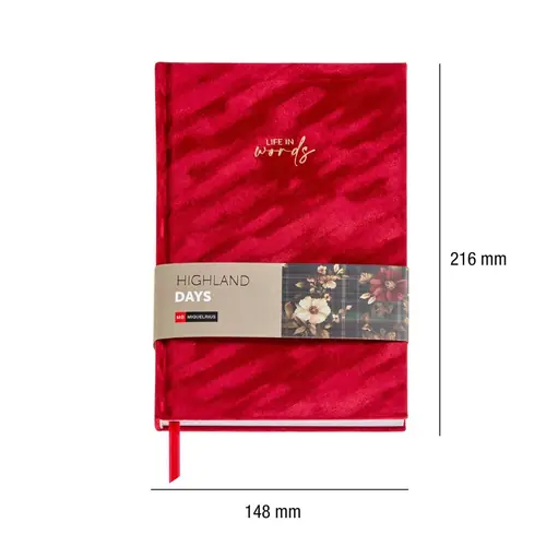 Notes Miquelrius A5 Highland Days plush red 80 sheets 80g/m2 plain MR8293-5