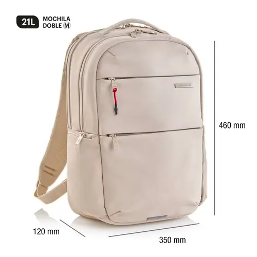Backpack for laptop Miquelrius 2 compartments beige 16" M 35x46x12cm 21L MR19564-1