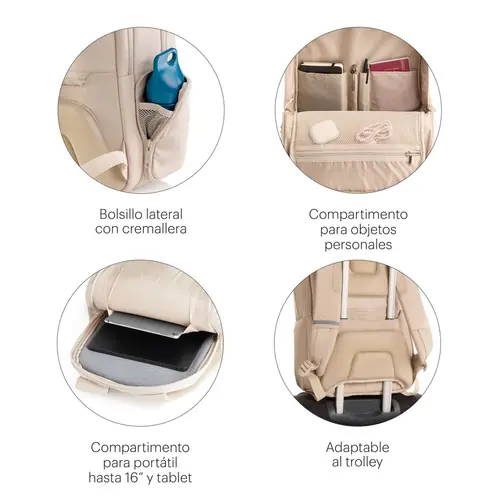Backpack for laptop Miquelrius 2 compartments beige 16" M 35x46x12cm 21L MR19564-2
