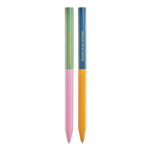 Set of ballpoint pens Miquelrius Golden Jazmine metal blue ink Pink-Green and Blue-Orange 2/1 MR12050-2