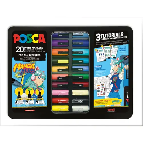 Marker Uni gift set Posca Manga u metalnoj kutiji (mix pc-1m/ pc-3m/pc-5m) 20/1 302422427-0