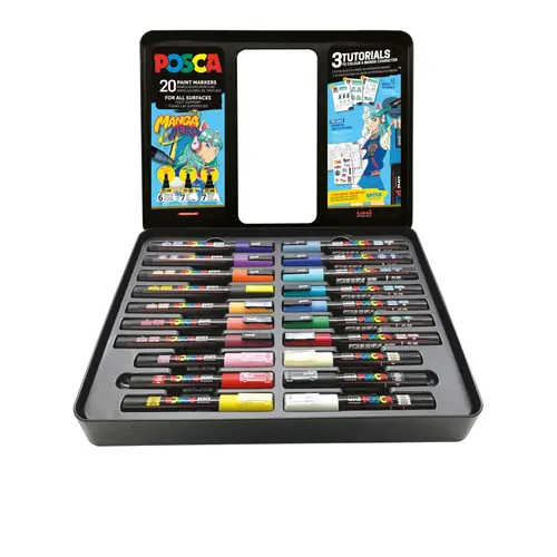 Marker Uni gift set Posca Manga u metalnoj kutiji (mix pc-1m/ pc-3m/pc-5m) 20/1 302422427-2