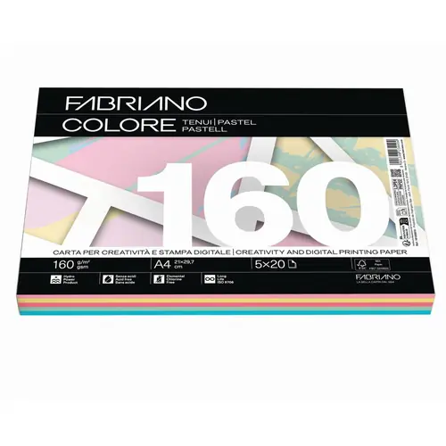 Papir Fabriano Colore A4/160g miješani pastel 100L 19100815-0