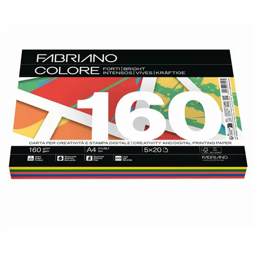Papir Fabriano Colore A4/160g miješani tamni 100L 19100813-0