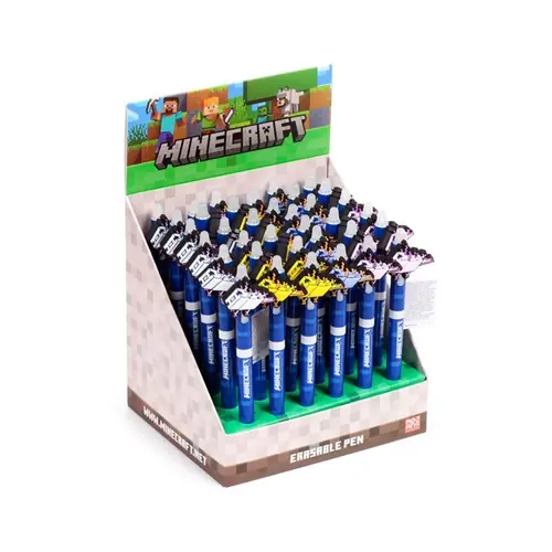 Puckator erasable ballpoint pen with PVC Minecraft topper, assorted 36/1 PEN289-0