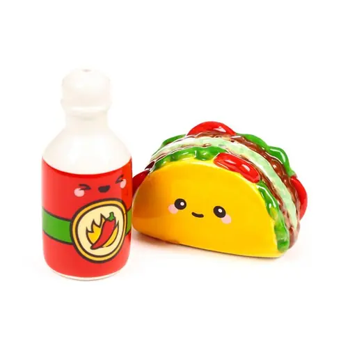 Keramički set za sol i papar Puckator Foodiemals Frida taco i ljuti umak SP111-0