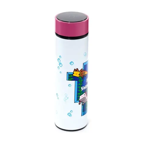 Termalna boca Puckator Minecraft Axolotl s digitalnim termometrom 450 ml BOT344-6
