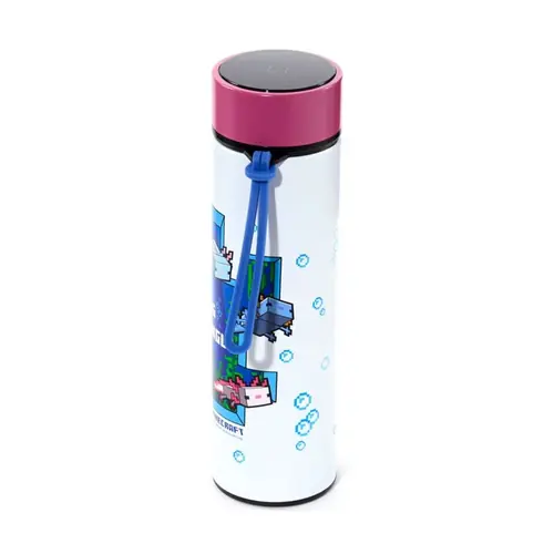 Termalna boca Puckator Minecraft Axolotl s digitalnim termometrom 450 ml BOT344-7