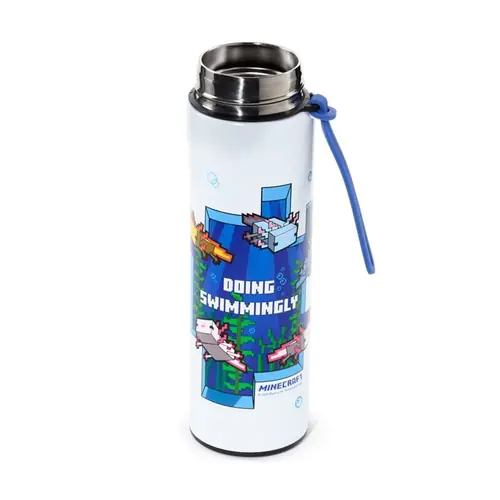 Termalna boca Puckator Minecraft Axolotl s digitalnim termometrom 450 ml BOT344-8