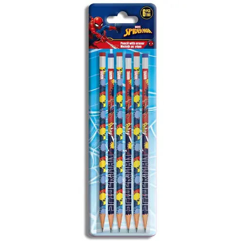 Olovka grafitna Spiderman s gumicom (blister 6kom) 508550-0