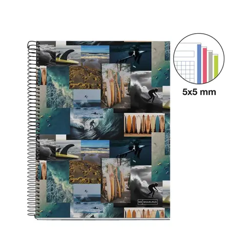 Kolegij blok Miquelrius A4 70g 120L spiralni kocke Lifestyle Surfin’ MR4346-1