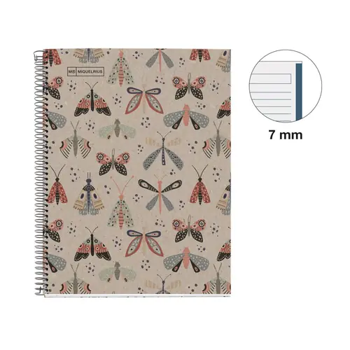 Kolegij blok Miquelrius A4 80g 80L spiralni crte Eco Ecobutterfly MR6109-1