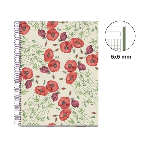 Kolegij blok Miquelrius A4 90g 80L spiralni kocke Entredos Papaver Rhoedas MR4500-1