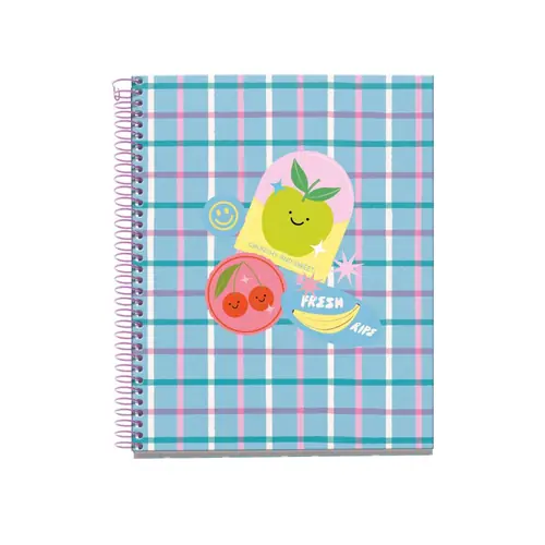 Kolegij blok Miquelrius A5 70g 100L spiralni crte Lifestyle Stickers Happy Fruits MR4291-0