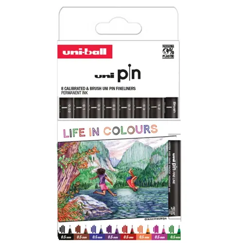 Marker Uni PIN05-200 set 8P Life in colours-0