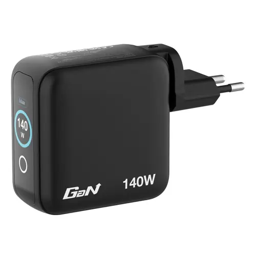 Punjač zidni sa zaslonom Verbatim Mini GaN #30240 140W, 4 priključka; 3xUSB-C PD 140W/1xUSB-A QC 3.0 (EN/UK/US)-0