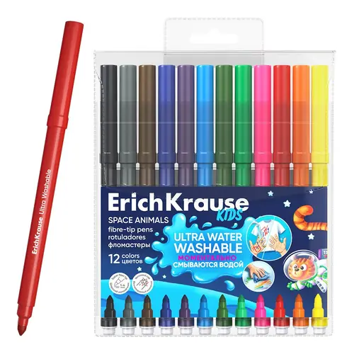 Flomasteri ErichKrause Kids Animals Ultra Washable 12 boja 12/1-0