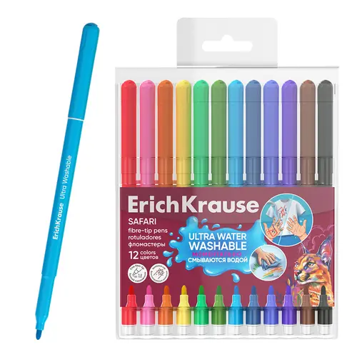Flomasteri ErichKrause Safari Ultra Washable 12 boja 12/1-0