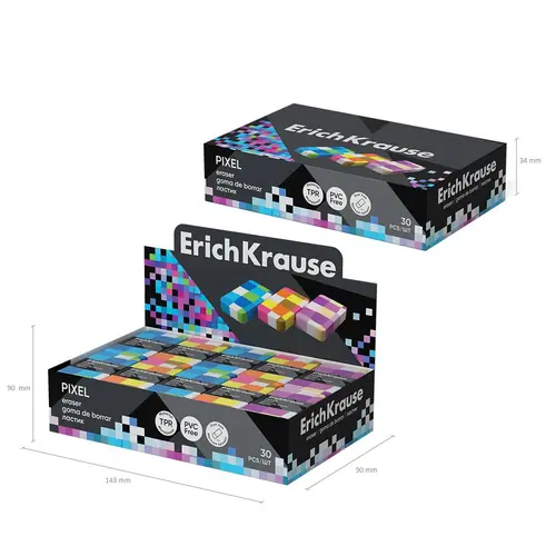 Eraser ErichKrause Pixel assorted 48783-4