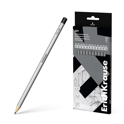 Graphite pencil ErichKrause Art hexagonal  5H 4H 3H 2H H HB  HB B 2B 3B 4B 5B 12/1 45391-0