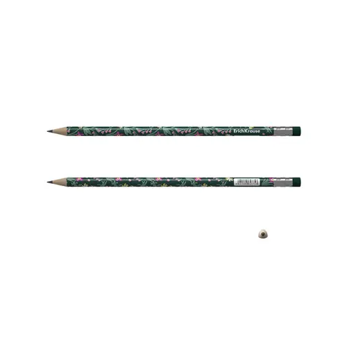 Graphite pencil ErichKrause Floral Soul HB with eraser round assorted 62775-2