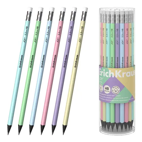 Graphite pencil ErichKrause Pastel HB with eraser pastel assorted 55272-0