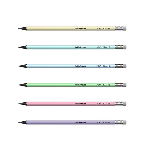Graphite pencil ErichKrause Pastel HB with eraser pastel assorted 55272-1