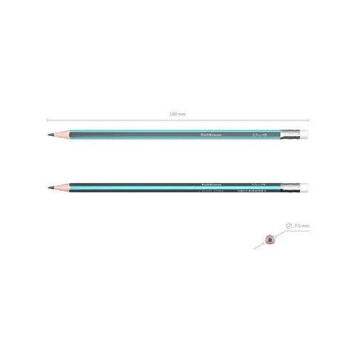 Graphite pencil ErichKrause Sonata HB with eraser triangular assorted 12/1 45616-4