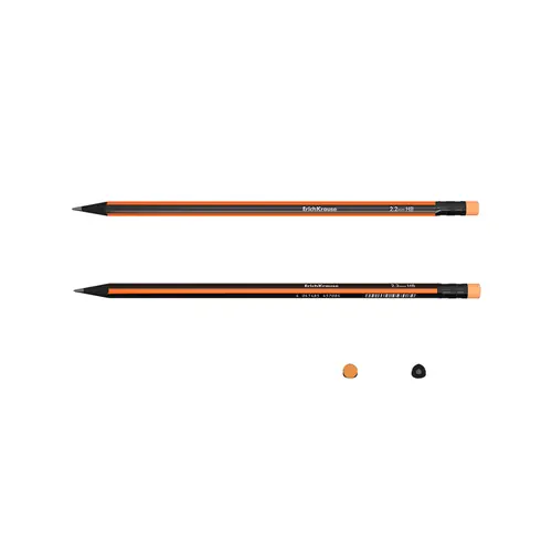 Graphite pencil ErichKrause Vivo HB with eraser triangular assorted 12/1 45622-2