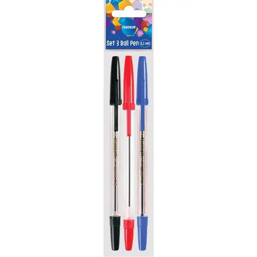 Set kemijskih olovaka Centrum Pioneer (crvena, plava, crna) 0,5mm 3 komada blister 3/1 82633-0