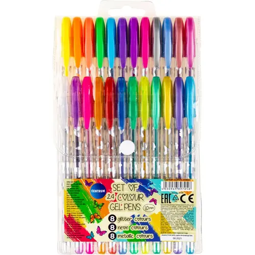 Set rolera u boji Centrum gel 1mm (metalic, neon, glitter)  u PVC vrećici 24/1 89705-0