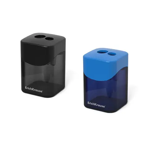 Sharpener ErichKrause pvc double with container Wave Classic assorted 21835-1