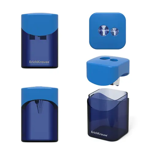 Sharpener ErichKrause pvc double with container Wave Classic assorted 21835-2