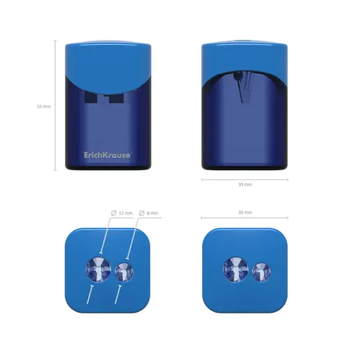 Sharpener ErichKrause pvc double with container Wave Classic assorted 21835-4