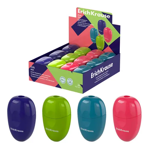 Sharpener ErichKrause pvc with container Eva Reef assorted 60037-0