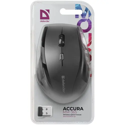 Optički miš Defender Datum bežični Accura MM-365 crni,6D, 800-1600 dpi 52365-0
