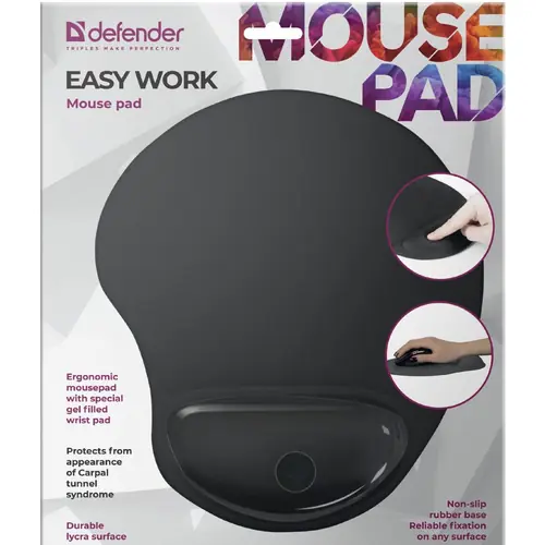 Podloga za miša Defender Easy Work crna, licra, 260x225x5 mm 50905-1