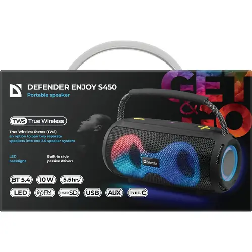 Prijenosni zvučnik Defender Enjoy S450, BT/FM/USB/microSD, RMS 10W-4