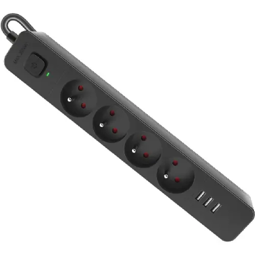 Produžni kabel Defender SFS 133, zaštita od prenapona, 1.5m, 4 utičnice, USB, crni-0